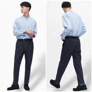 Uniqlo EZY Ankle Pants in Navy Windowpane